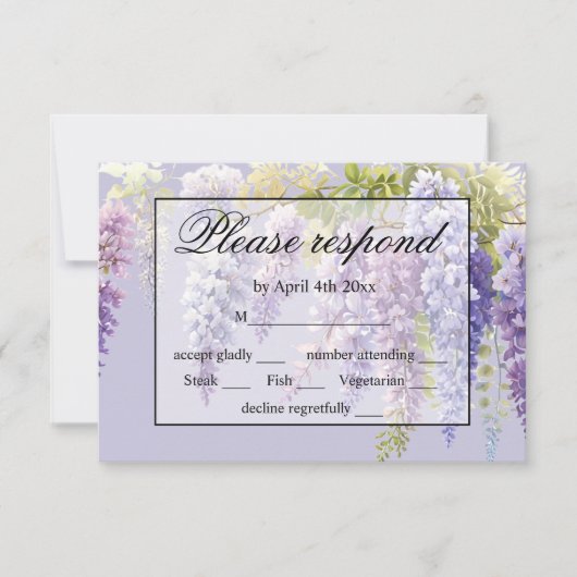 Purple Lavendel Aquarellblume RSVP Karte (Vorderseite)