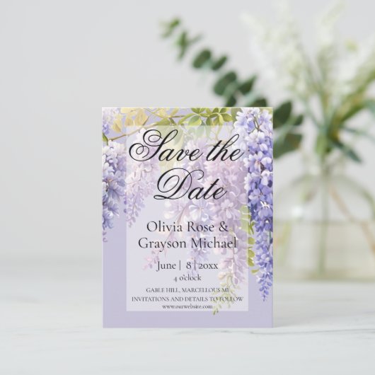 Purple Lavendel Aquarellblume Save The Date (Stehend Vorderseite)