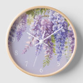 Purple Lavendel Aquarellblume Uhr (Vorderseite)