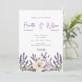 Purple Lavender Botanical Garden Wedding Einladung (Stehend Vorderseite)