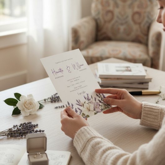 Purple Lavender Botanical Garden Wedding Einladung