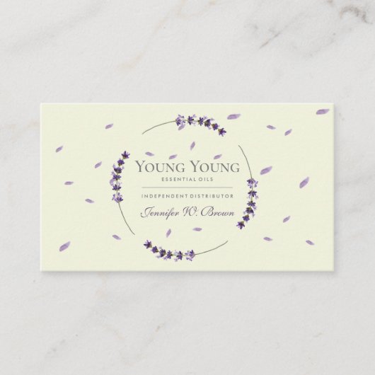 Purple Lavender Circle Framed Essential Oils Visitenkarte (Vorderseite)