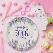Purple Lavender Floral 50th Birthday Pappteller (Party)