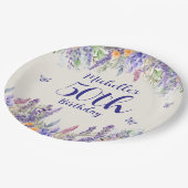 Purple Lavender Floral 50th Birthday Pappteller (Schrägansicht)
