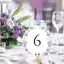 Purple Lavender Floral Round Table Number Einladung