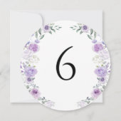 Purple Lavender Floral Round Table Number Einladung (Rückseite)