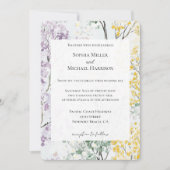 Purple Lavender Green Yellow Flower Wedding Einladung (Vorderseite)