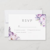 Purple Lavender Haze Floral Wedding RSVP Karte (Vorderseite)
