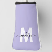 Purple Lavender Initial Name Monogram Golf Headcover (Rotieren 90)