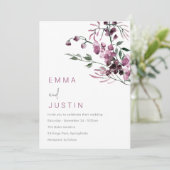 Purple Lavender Jasmine Floral Wedding Einladung (Stehend Vorderseite)