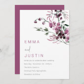 Purple Lavender Jasmine Floral Wedding Einladung (Vorne/Hinten)