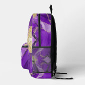 Purple Lavender Lilac Alcohol Ink Faux Gold Custom Bedruckter Rucksack (Rechts)