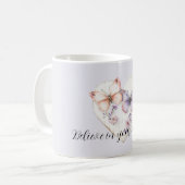 Purple Lavender Pink Floral Heart Butterflies Kaffeetasse (Vorderseite Links)