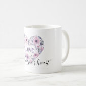 Purple Lavender Pink Floral Heart Love Kaffeetasse (VorderseiteRechts)