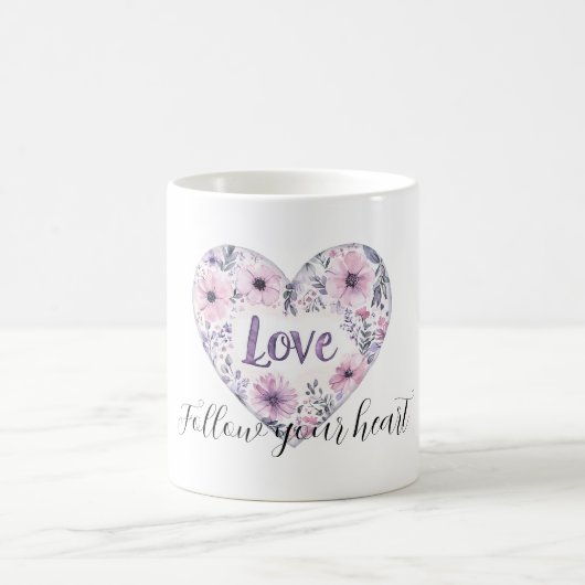 Purple Lavender Pink Floral Heart Love Kaffeetasse (Mittel)