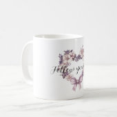 Purple Lavender Pink Floral Heart Wreath Kaffeetasse (Vorderseite Links)