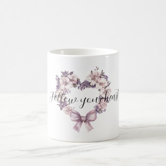 Purple Lavender Pink Floral Heart Wreath Kaffeetasse (Mittel)