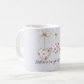 Purple Lavender Pink Floral Hearts Cream Bows Kaffeetasse (Vorderseite Links)