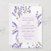 Purple Lavender Rustic Budget QR Code Wedding Einladung (Vorderseite)