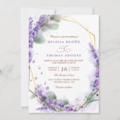 Purple Lavender Rustic Floral QR Code Wedding Einladung (Vorderseite)