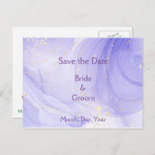 Purple Lavender Swirl Gold Highlite Save the Date Ankündigungspostkarte (Vorne/Hinten)