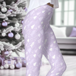 Purple Lavender Trees Winter Christmas Leggings
