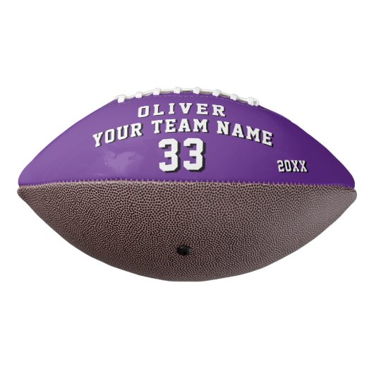 Purple Leather Print Player Name Number Team Photo Football (Gedreht 270)