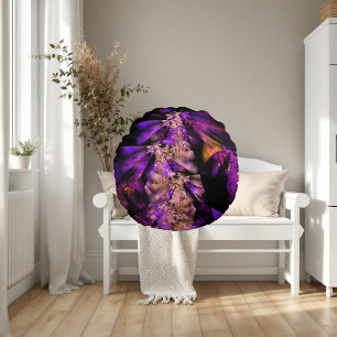 Purple leaves - modern fractal rundes kissen