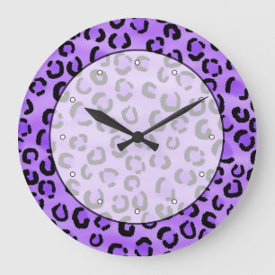 Purple Leopard Print Pattern. Große Wanduhr