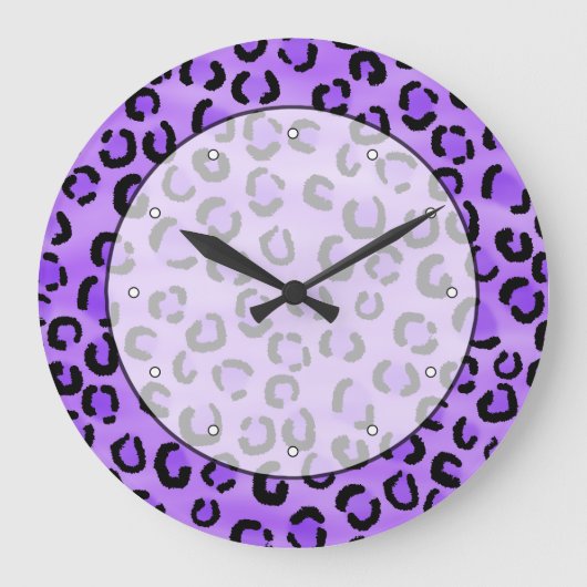 Purple Leopard Print Pattern. Große Wanduhr (Vorderseite)