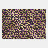 Purple Leopard Print with Gold Tropical Leaves Geschenkpapier Set (Vorderseite 3)