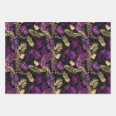Purple Leopard Print with Gold Tropical Leaves Geschenkpapier Set (Vorderseite 2)