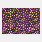 Purple Leopard Print with Gold Tropical Leaves Geschenkpapier Set (Vorderseite)