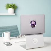 Purple Lightning Skull Die-Cut Sticker (Laptop auf Schreibtisch)