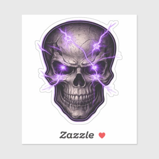 Purple Lightning Skull Die-Cut Sticker (Blatt)