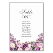 Purple Lilac Blush Floral Wedding Seating Tischnummer (Rückseite)