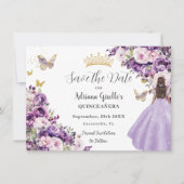 Purple Lilac Floral Quinceanera Save The Date (Vorderseite)