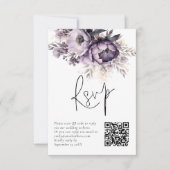 Purple Lilac Florals QR Code Wedding RSVP Card Einladung (Vorderseite)