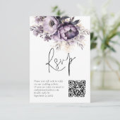 Purple Lilac Florals QR Code Wedding RSVP Card Einladung (Stehend Vorderseite)