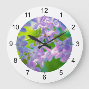 Purple Lilac Flowers Große Wanduhr