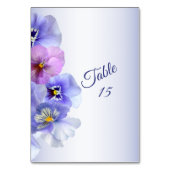Purple Lilac Pansy Floral Rustic Wedding Party Tischnummer (Rückseite)