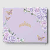 Purple Lilac Roses Floral Butterflies Quinceanera  Gästebuch (Rückseite)