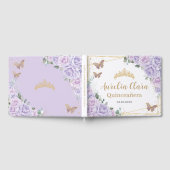 Purple Lilac Roses Floral Butterflies Quinceanera  Gästebuch (Voll)