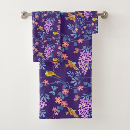 Purple Lilacs Bath Towel Set (Insitu)