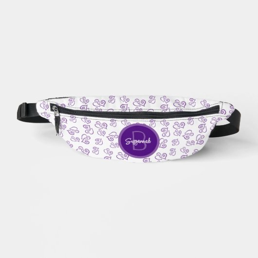 Purple Linked Heart Pattern with Initial Monogram Bauchtasche (Vorderseite)