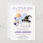 Purple Little Boo Ghost Witch Baby Shower Einladung (Vorderseite)