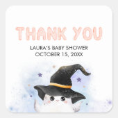 Purple Little Boo Ghost Witch Baby Shower Quadratischer Aufkleber (Vorderseite)