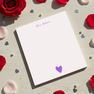 Purple Love Heart Personalized   Notepad Notizblock