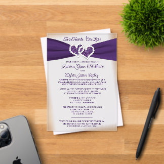 Purple Love Hearts Wedding Invitation Acryleinladungen