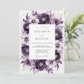 Purple Luxurious Botanical Wedding Einladung (Stehend Vorderseite)